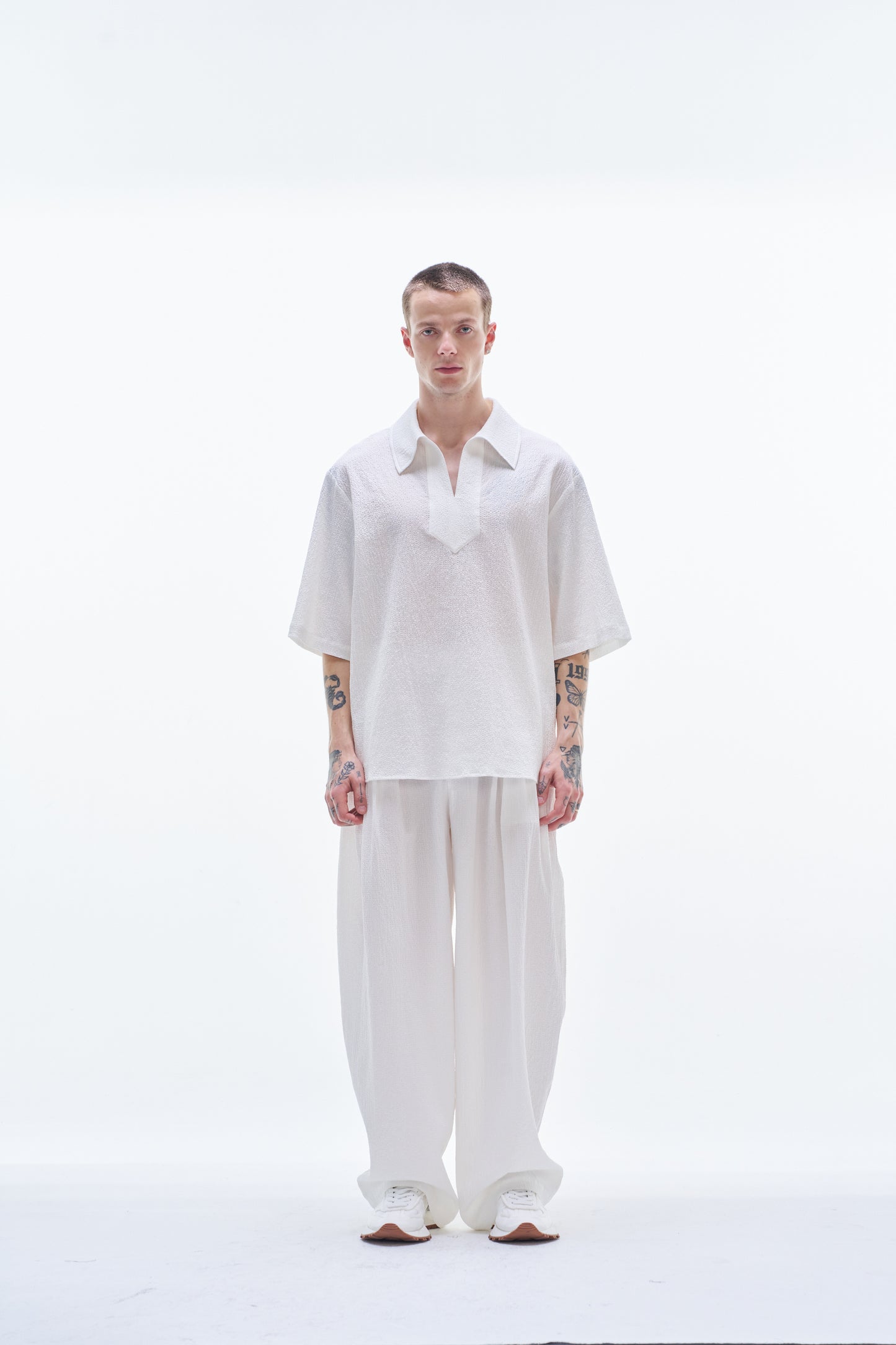 Crepe Cotton Pullover Shirt