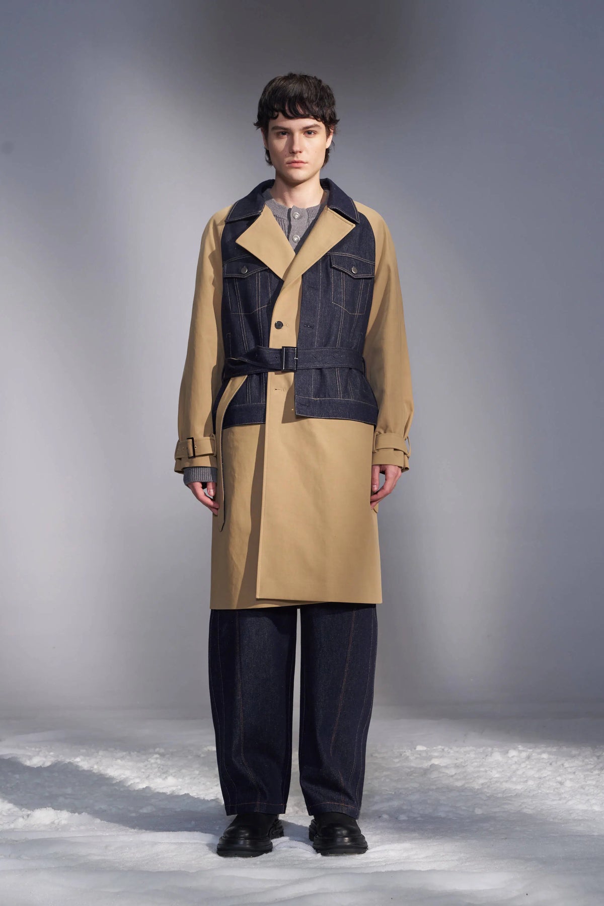 Deconstructed Trench Coat With Denim