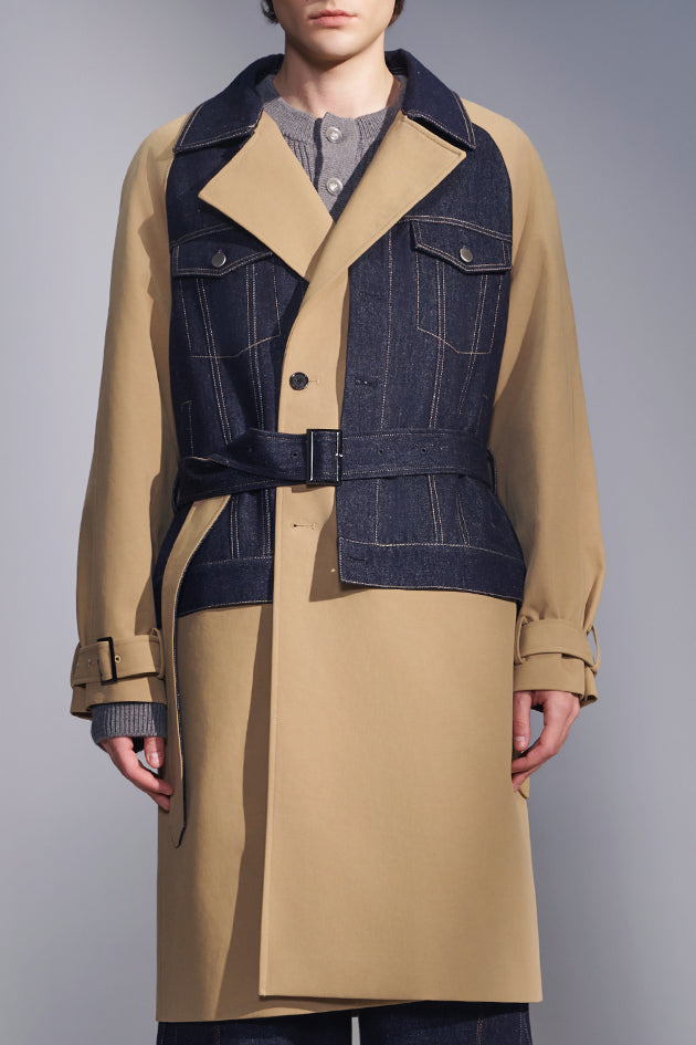 Deconstructed Trench Coat With Denim