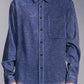 Washed-Dyed Denim Shirt with Layered Hem