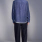 Washed-Dyed Denim Shirt with Layered Hem