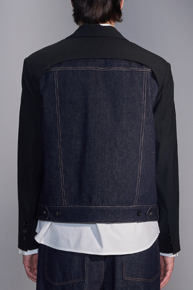 Deconstructed Cropped Denim Blazer