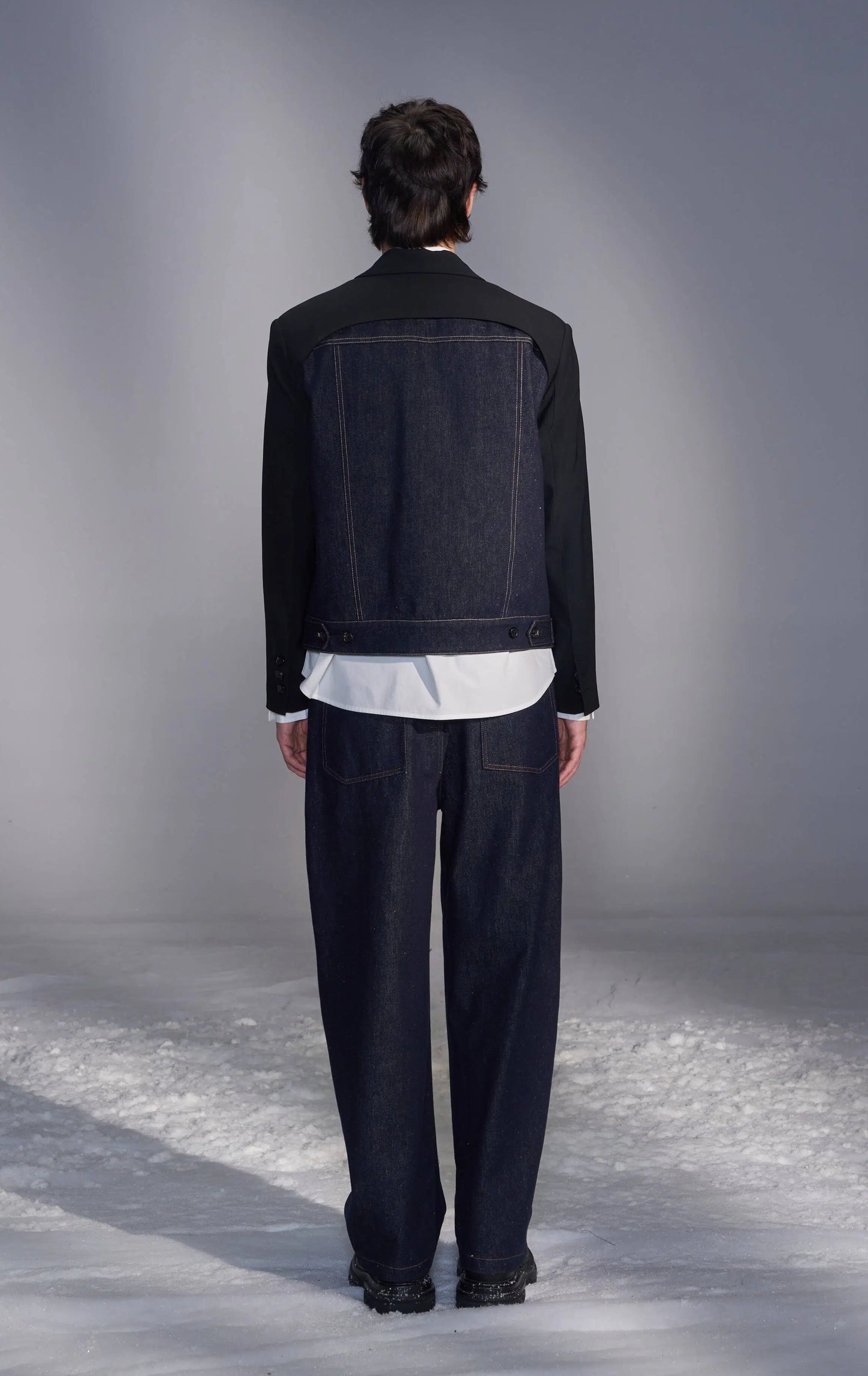 Deconstructed Cropped Denim Blazer