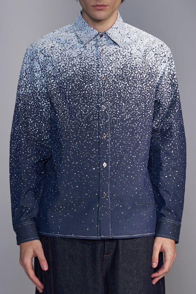 Snowflake-Printed Denim Shirt