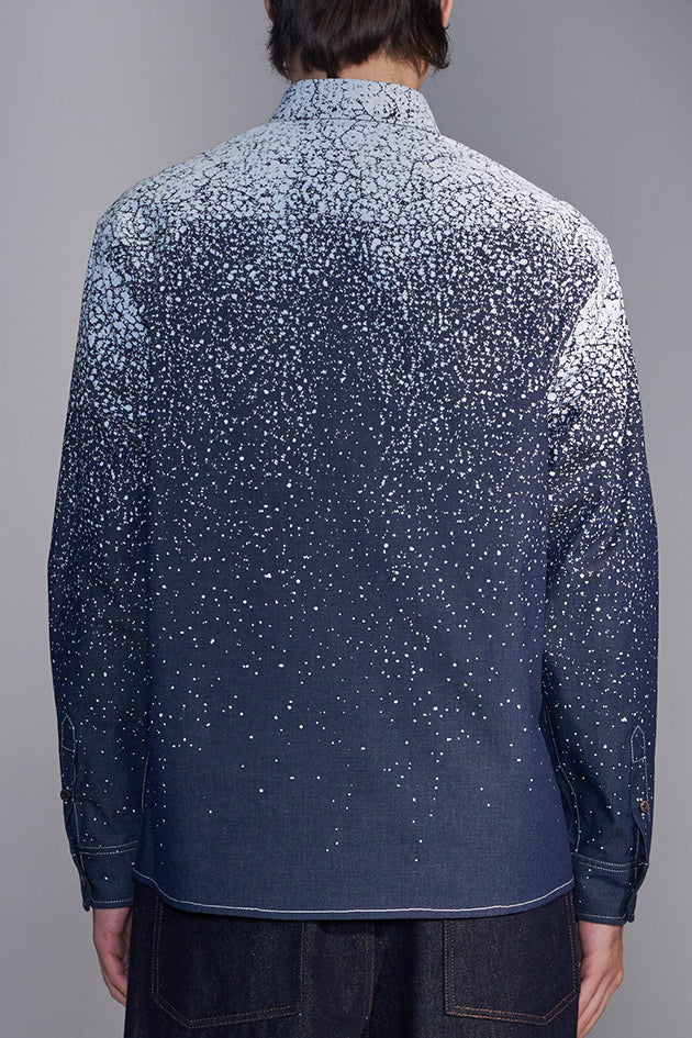 Snowflake-Printed Denim Shirt
