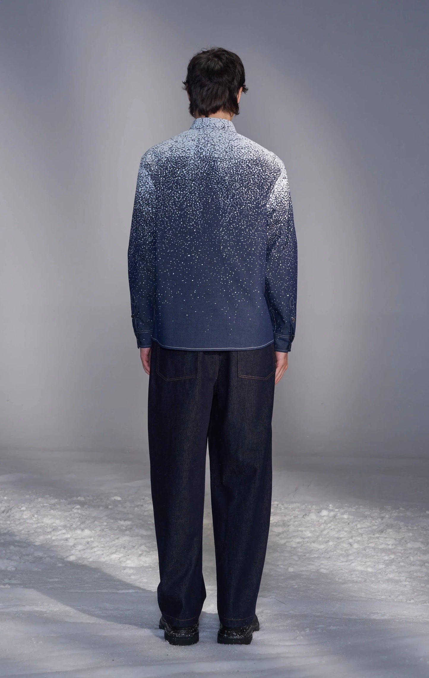 Snowflake-Printed Denim Shirt