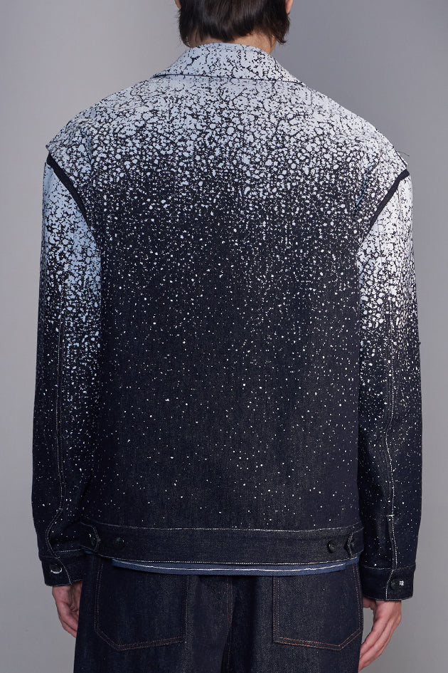 Snowflake-Embroidered Denim Blazer