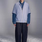 Denim-Collar Short-Sleeve Knit Jacket