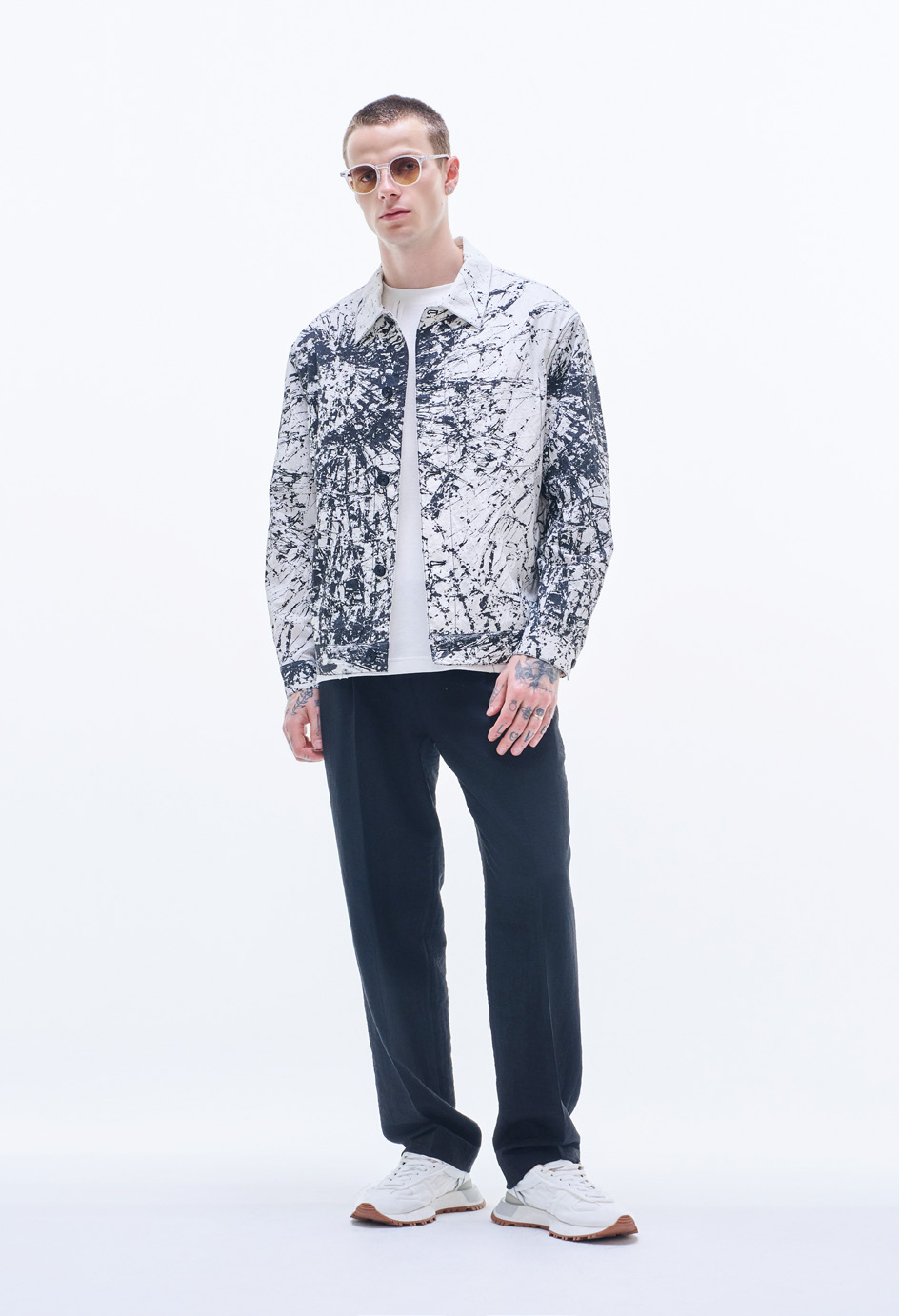 Nylon Cotton Jacket with Broken Glass print