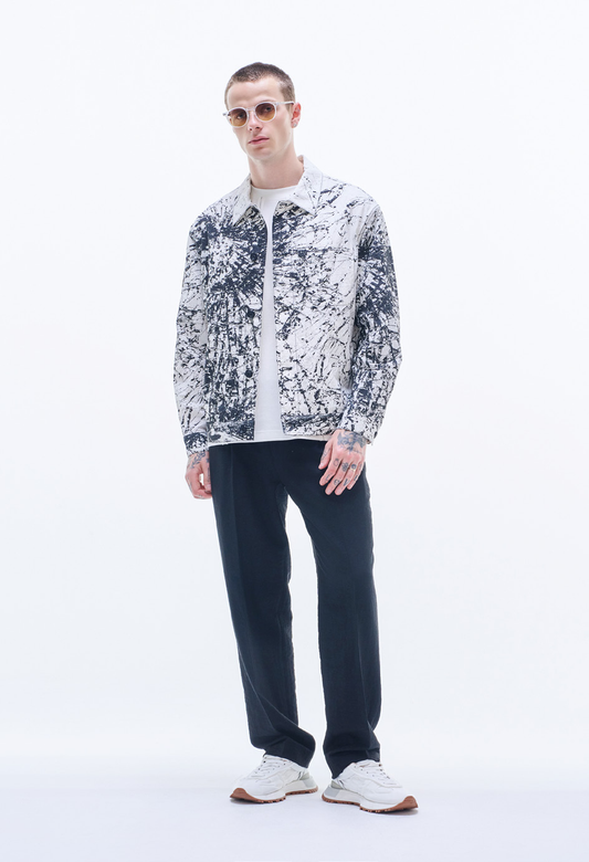 Nylon Cotton Jacket with Broken Glass print