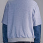 Denim-Collar Short-Sleeve Knit Jacket