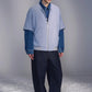 Denim-Collar Short-Sleeve Knit Jacket