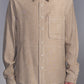 Washed-Dyed Denim Shirt with Layered Hem