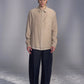 Washed-Dyed Denim Shirt with Layered Hem