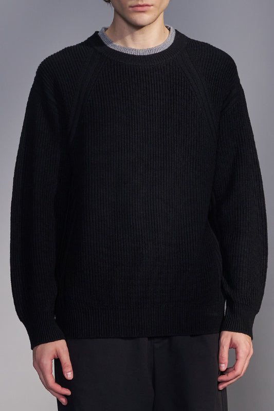 Double-Neckline Wool Sweater