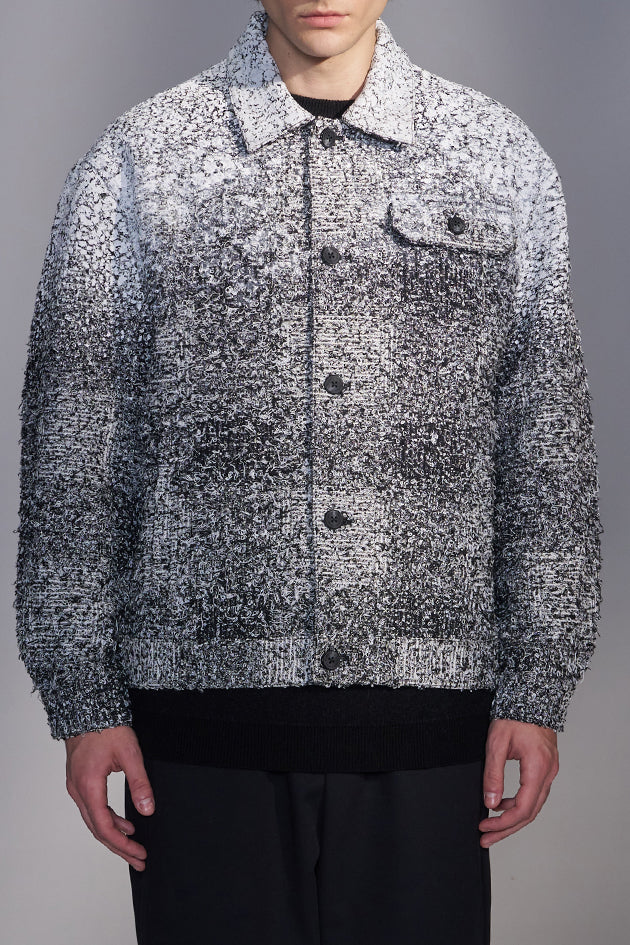 Textured Check Jacket in Snow Print