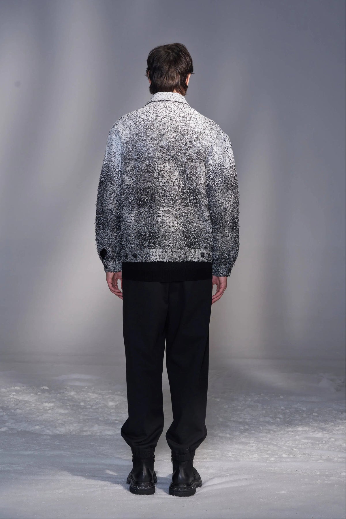 Textured Check Jacket in Snow Print