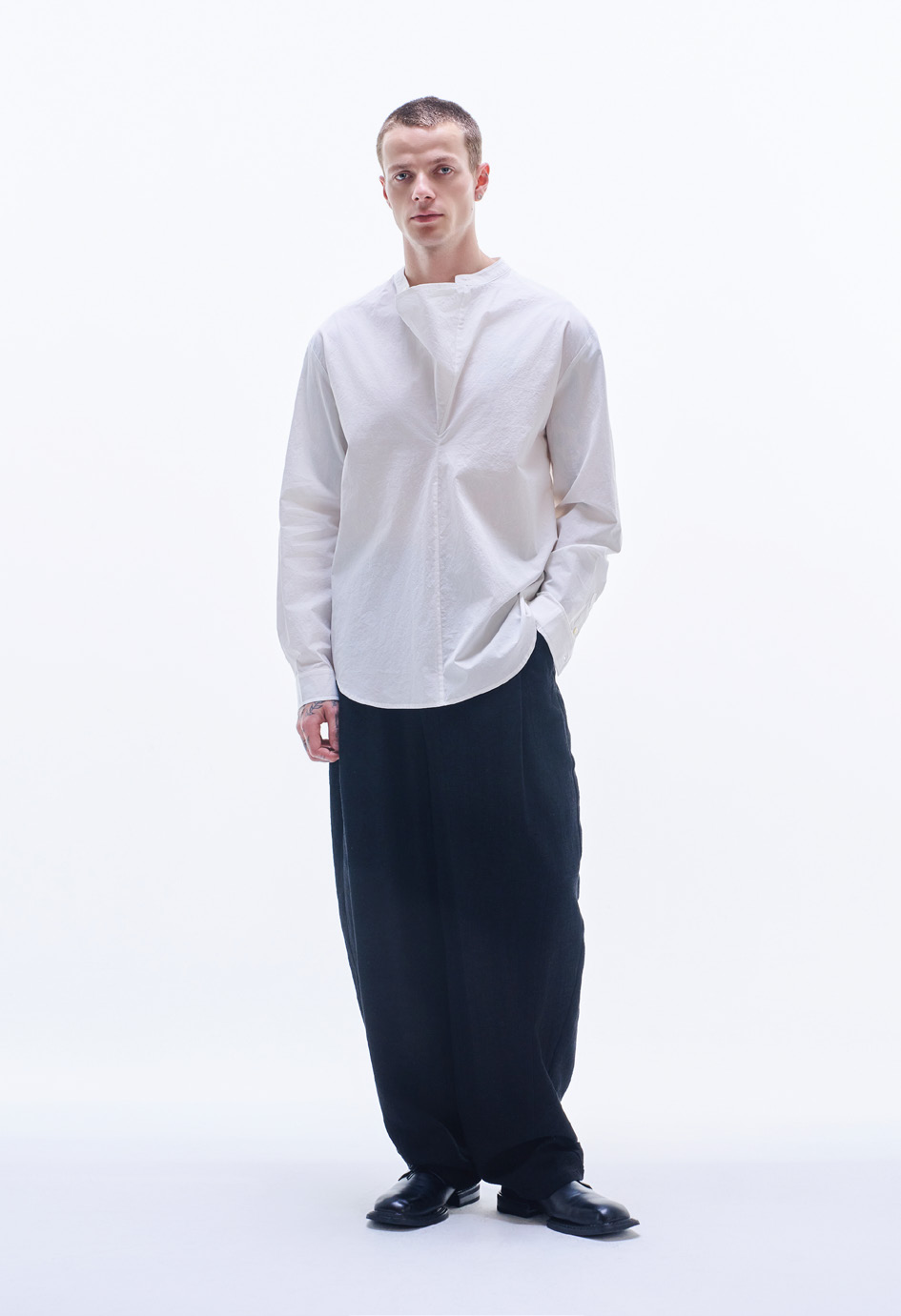 Pullover Shirt With Volume Collar