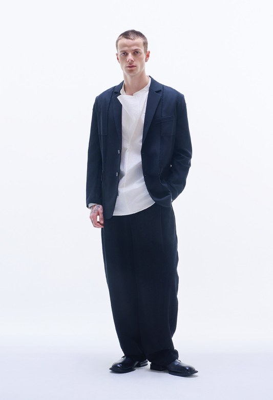 Sheet Wool Blazer With Raw Edge