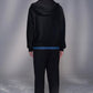 Hooded Knit Jacket with Faux Denim Layers