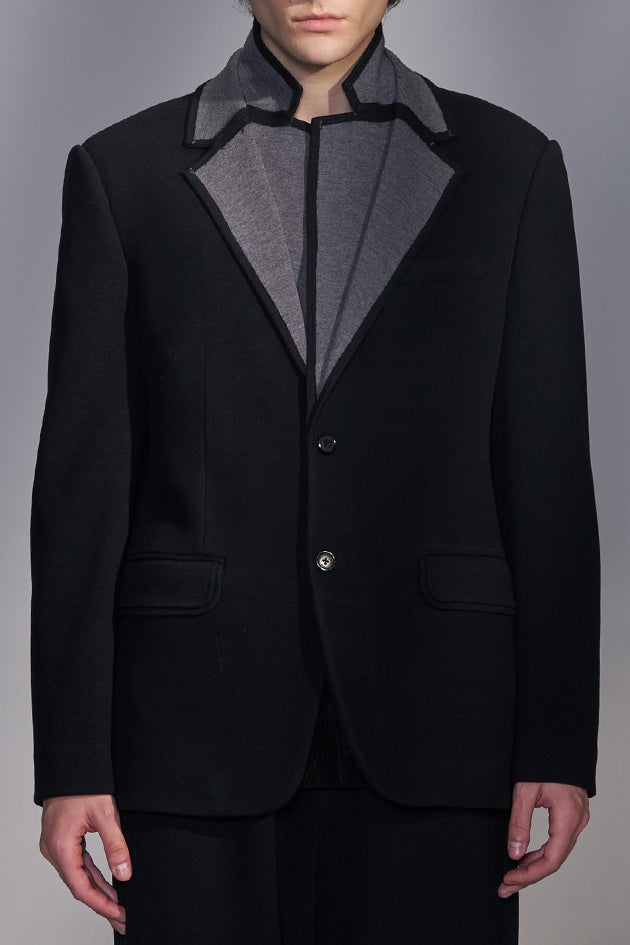 Double-Collar Knit Blazer