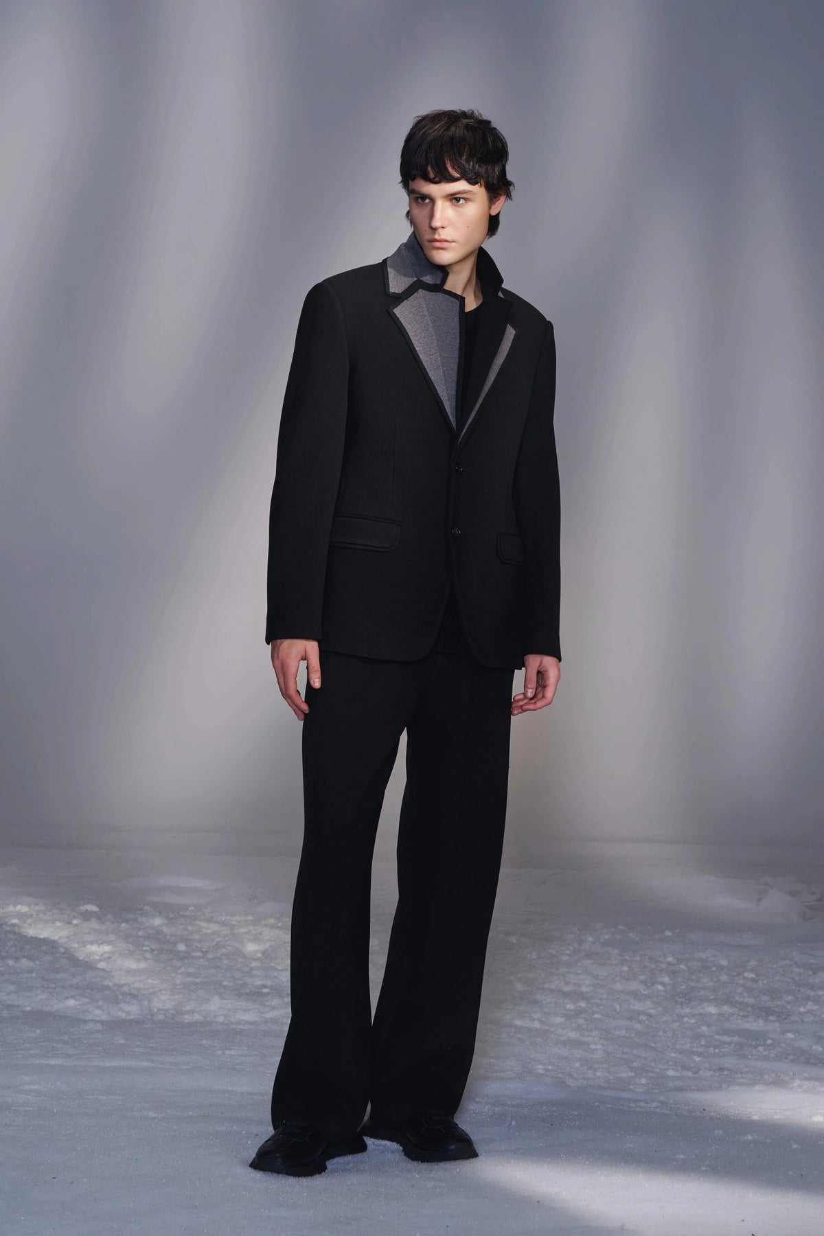 Double-Collar Knit Blazer