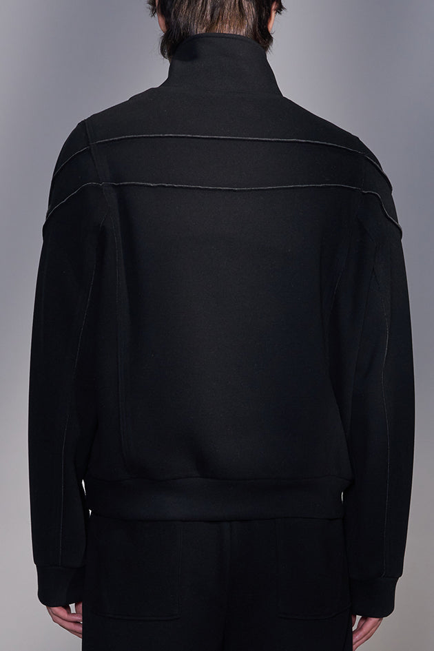 Stand-Collar Knit Zip-Up Jacket
