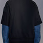 Denim-Collar Short-Sleeve Knit Jacket