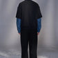 Denim-Collar Short-Sleeve Knit Jacket