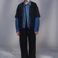 Denim-Collar Short-Sleeve Knit Jacket