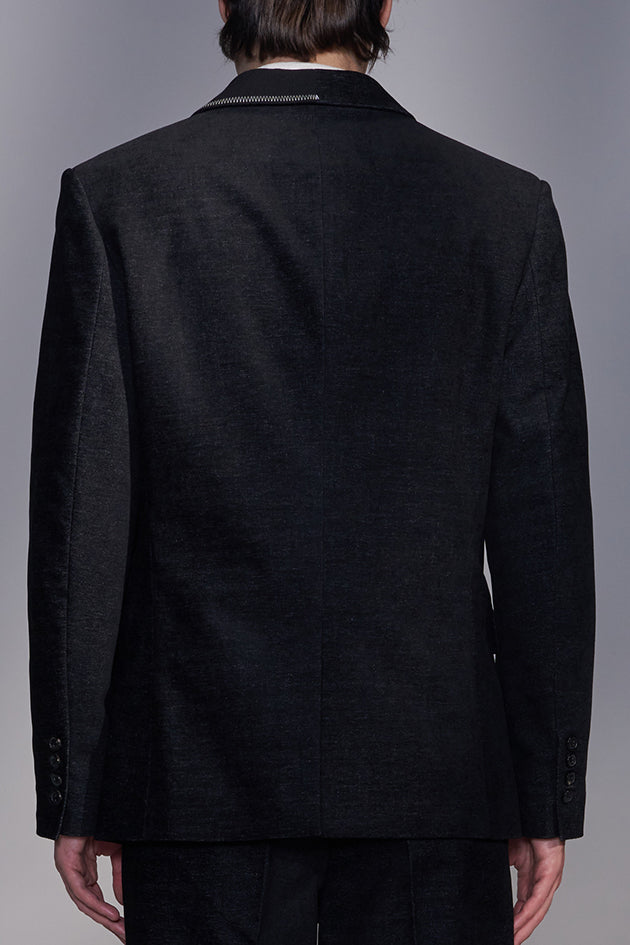 Deconstructed Contrast-Fabric Blazer
