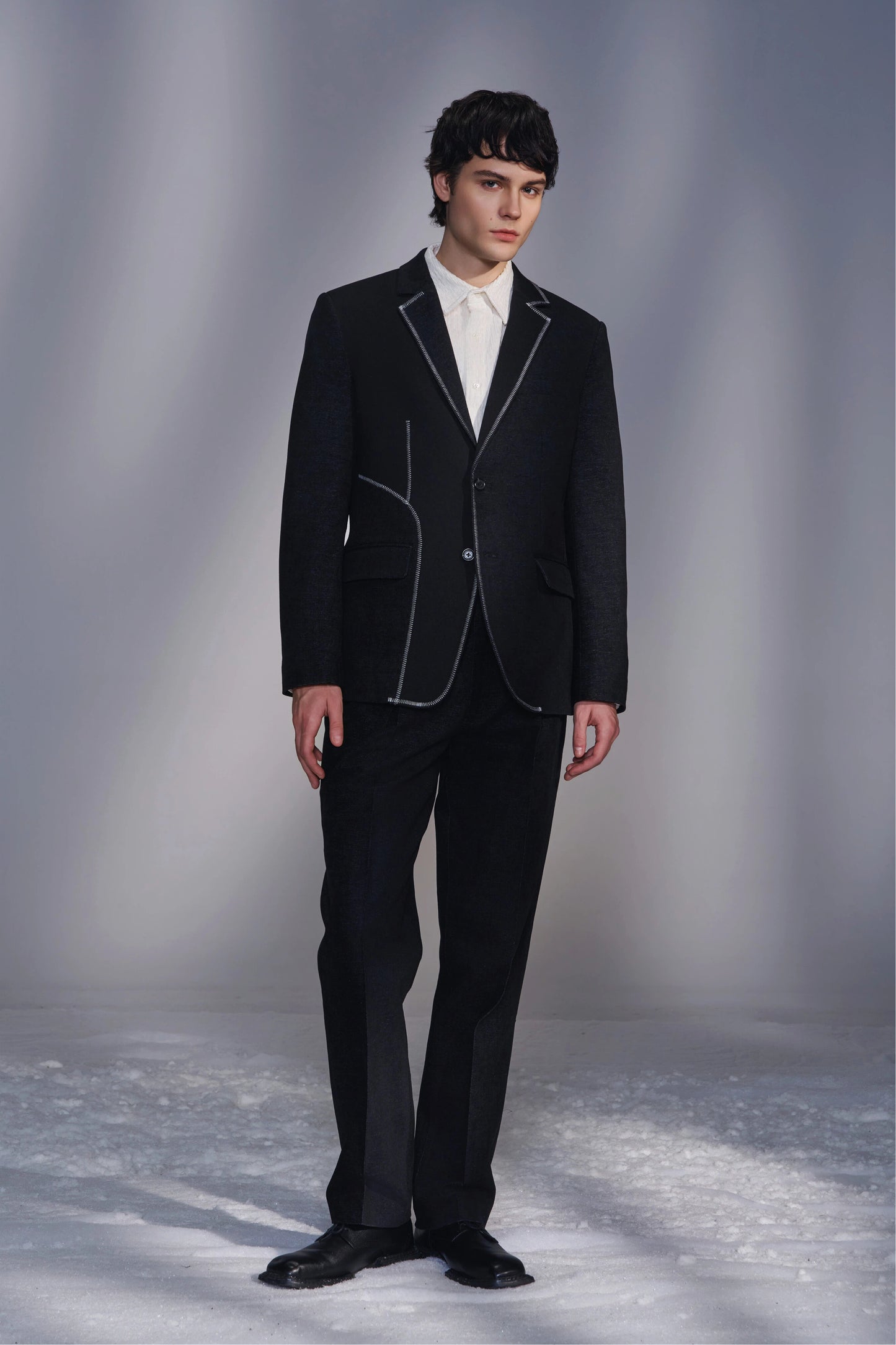 Deconstructed Contrast-Fabric Blazer