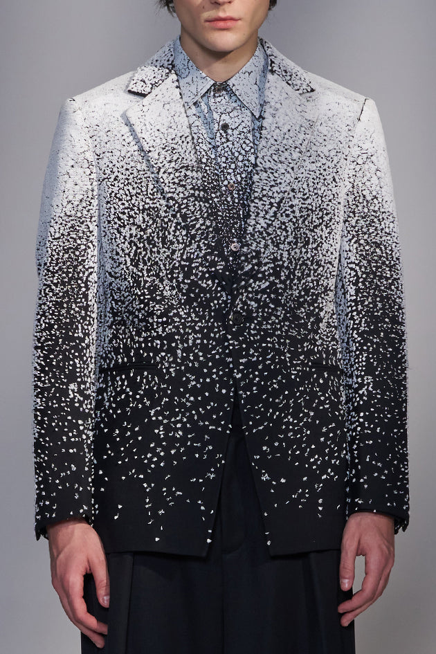 Snowflake-Embroidered Wool Blazer