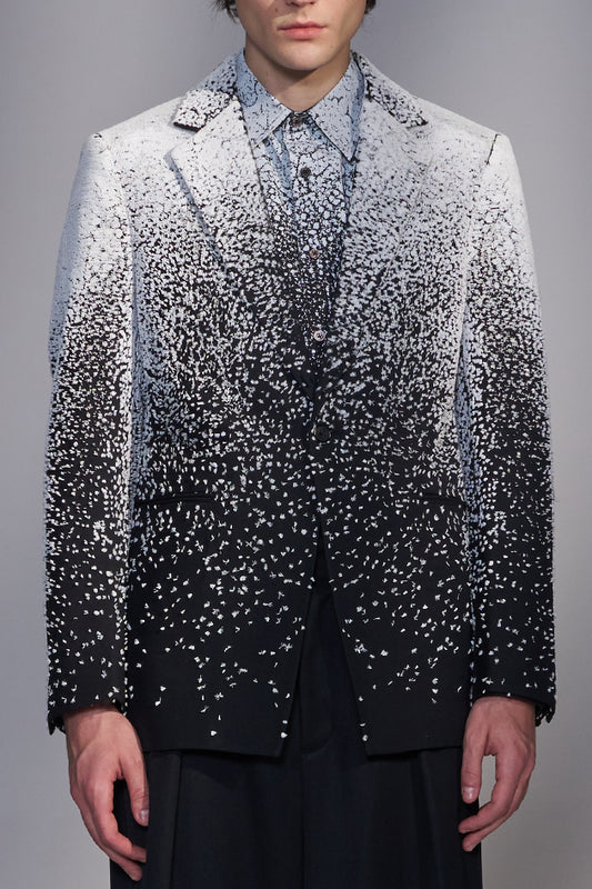 Snowflake-Embroidered Wool Blazer