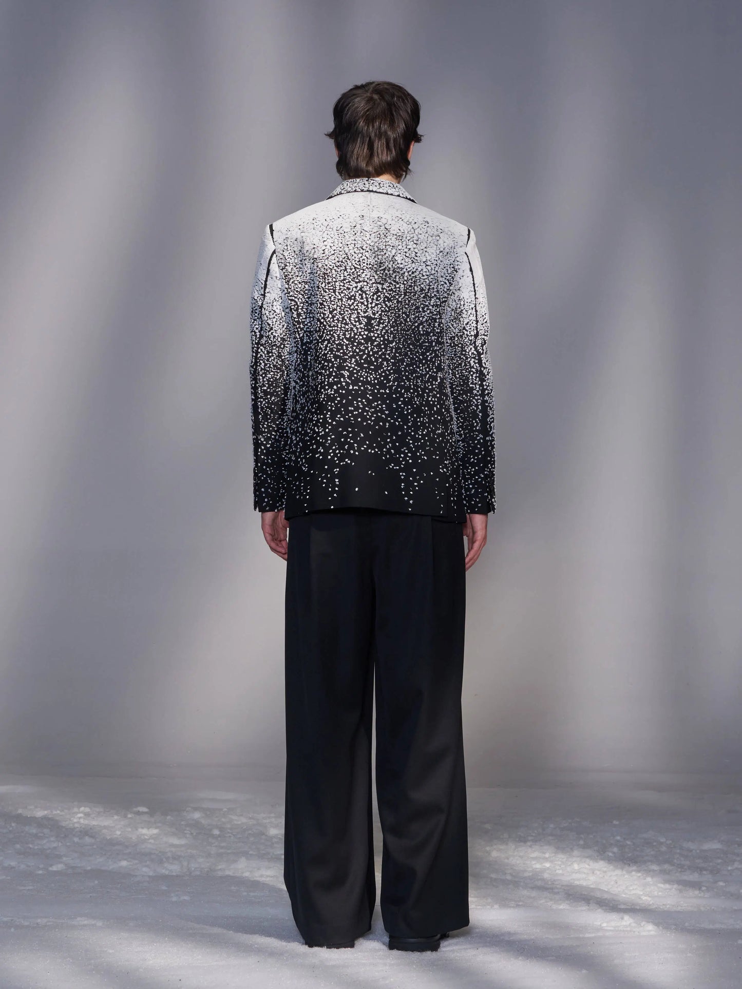 Snowflake-Embroidered Wool Blazer