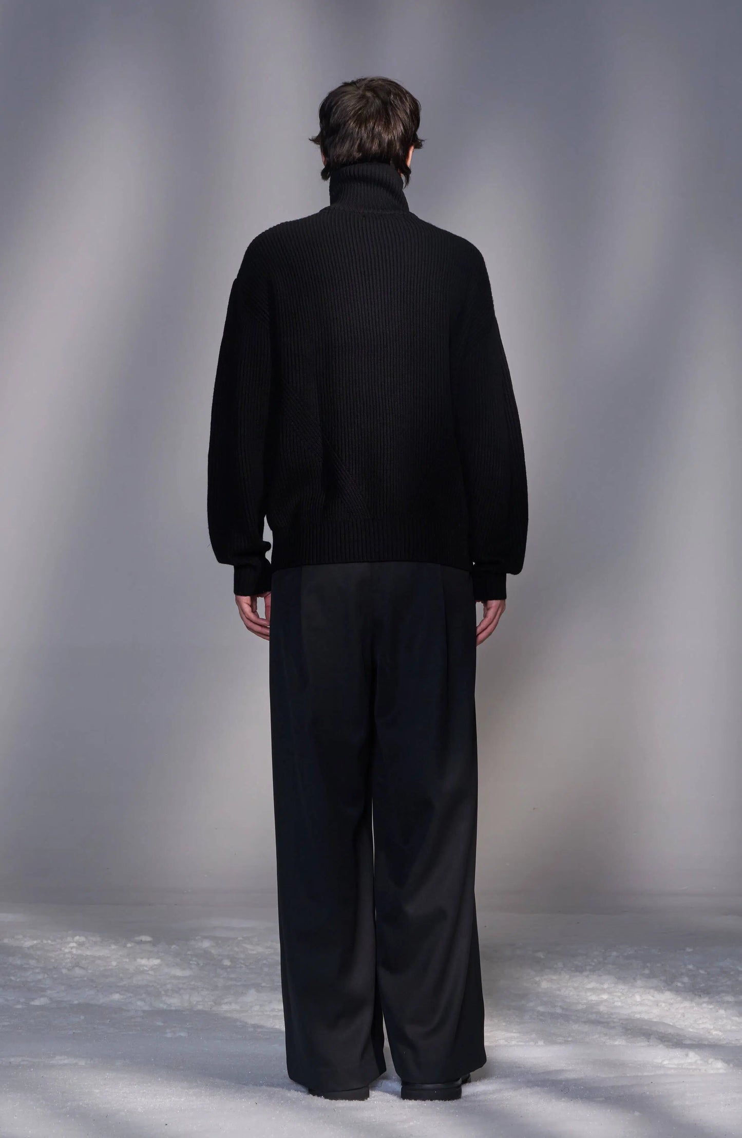 Zip-Up Wool Stand-Collar Cardigan
