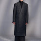 Faux Denim Double-Breasted Coat