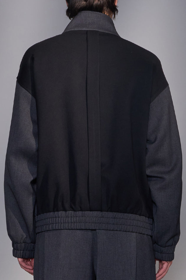 Stand-Collar Pleated Zip-Up Jacket