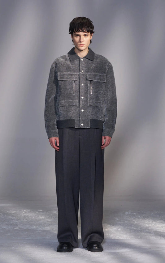 Moleskin Jacket with Knit Collar