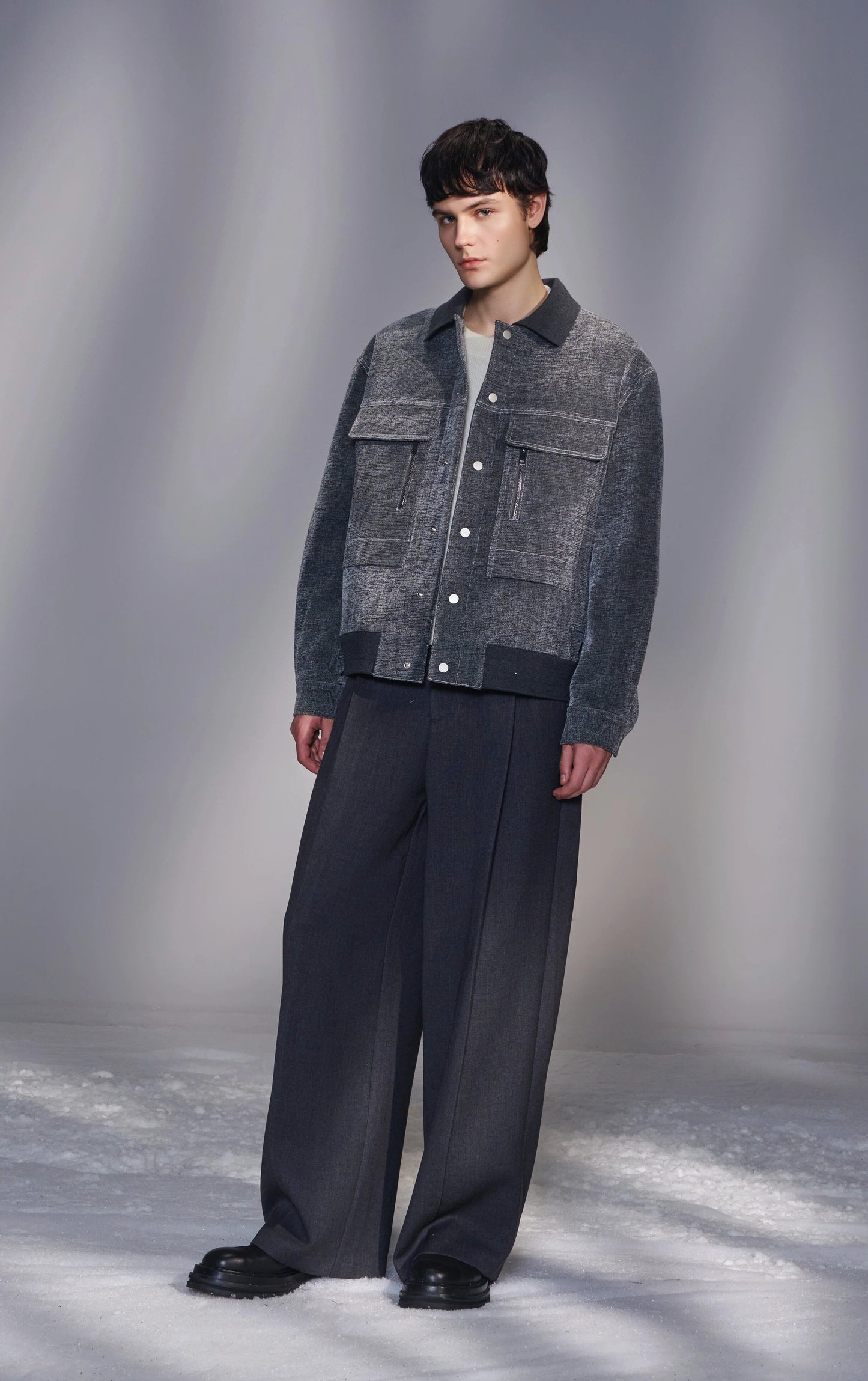 Moleskin Jacket with Knit Collar
