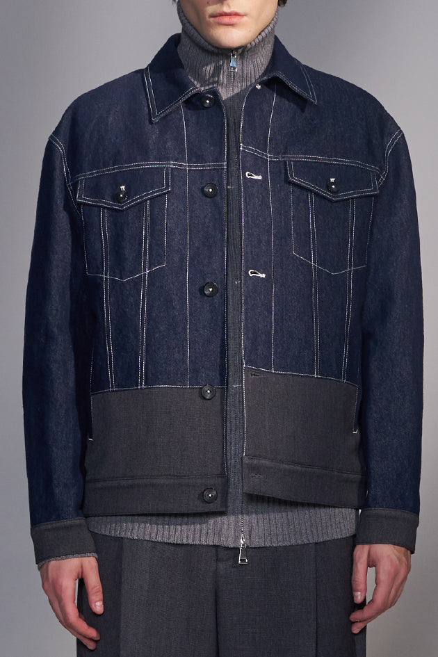 Denim Jacket with Contrast Hem