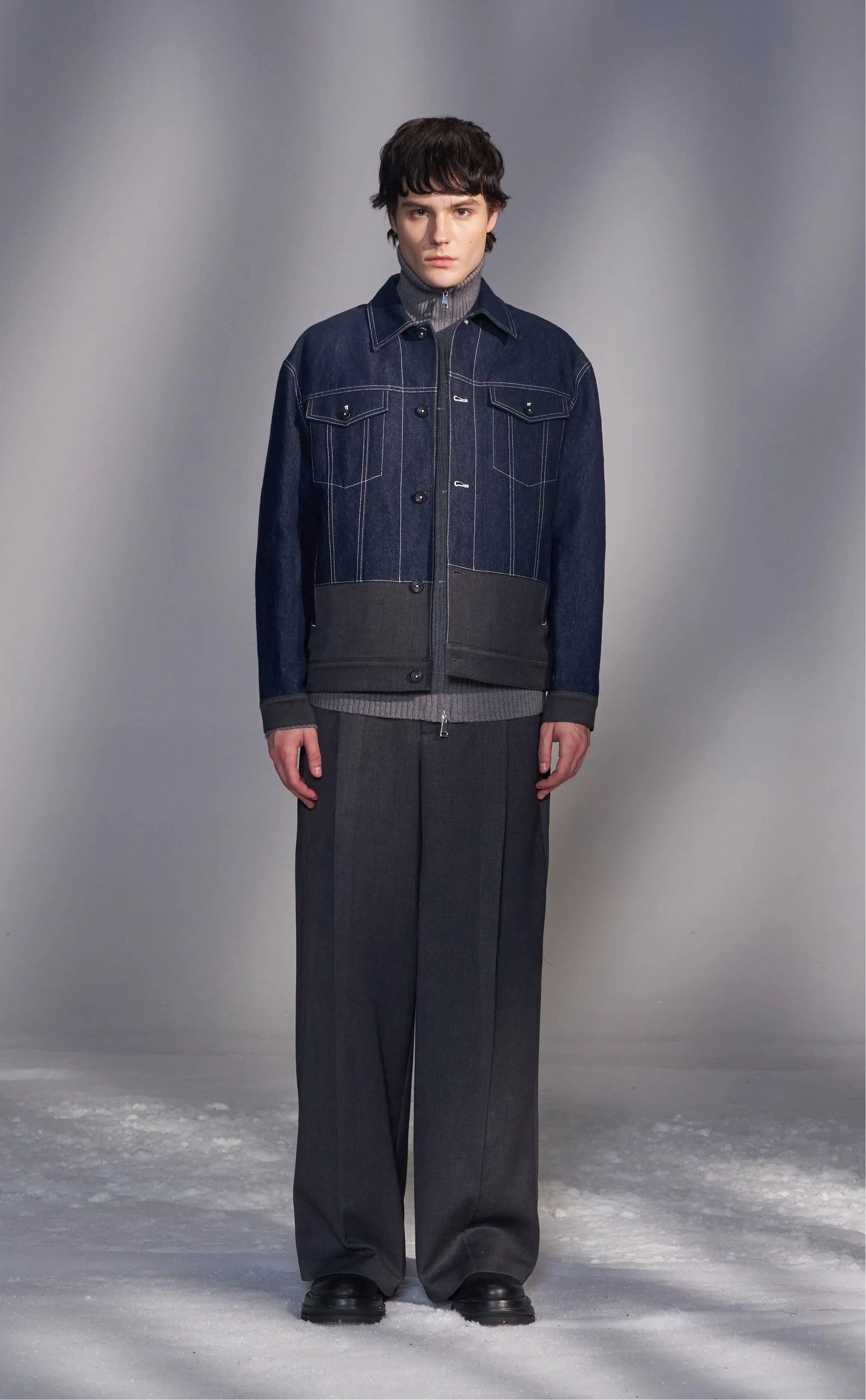 Denim Jacket with Contrast Hem