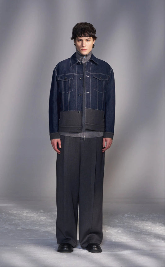 Denim Jacket with Contrast Hem