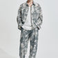 Blurred Check Print Oversize Jacket