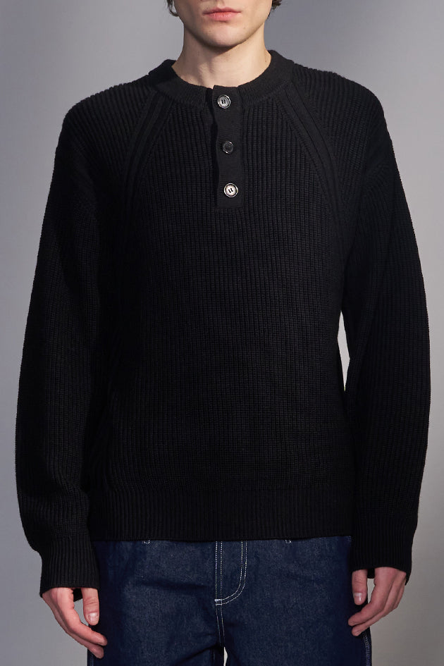 Quarter-Button Wool Sweater