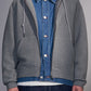 Hooded Knit Jacket with Faux Denim Layers
