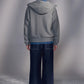 Hooded Knit Jacket with Faux Denim Layers