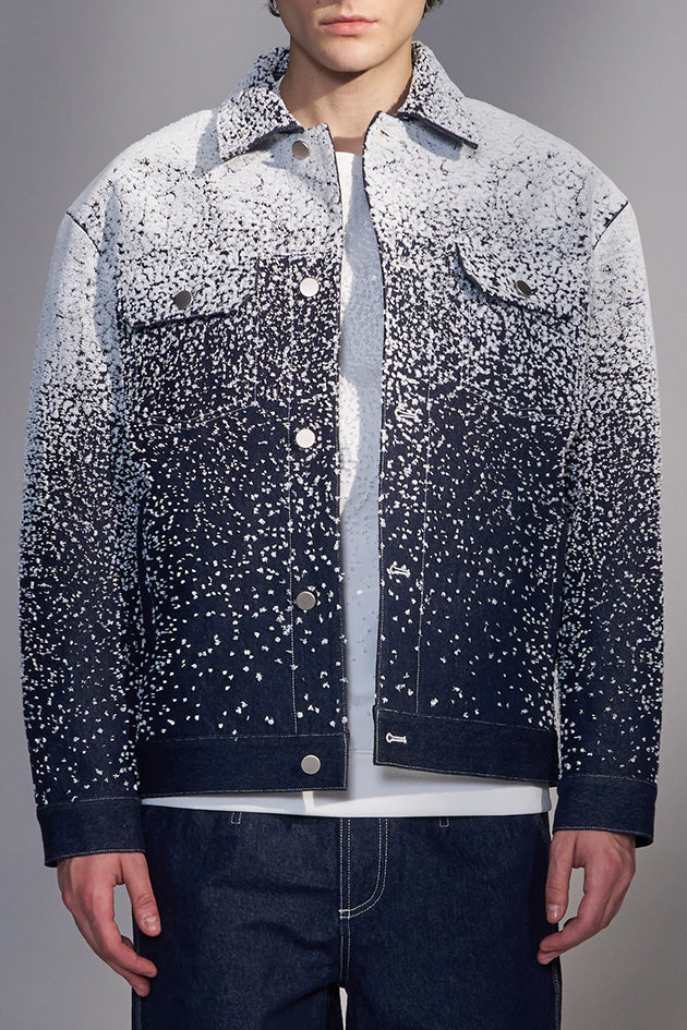 Snowflake-Embroidered Denim Jacket
