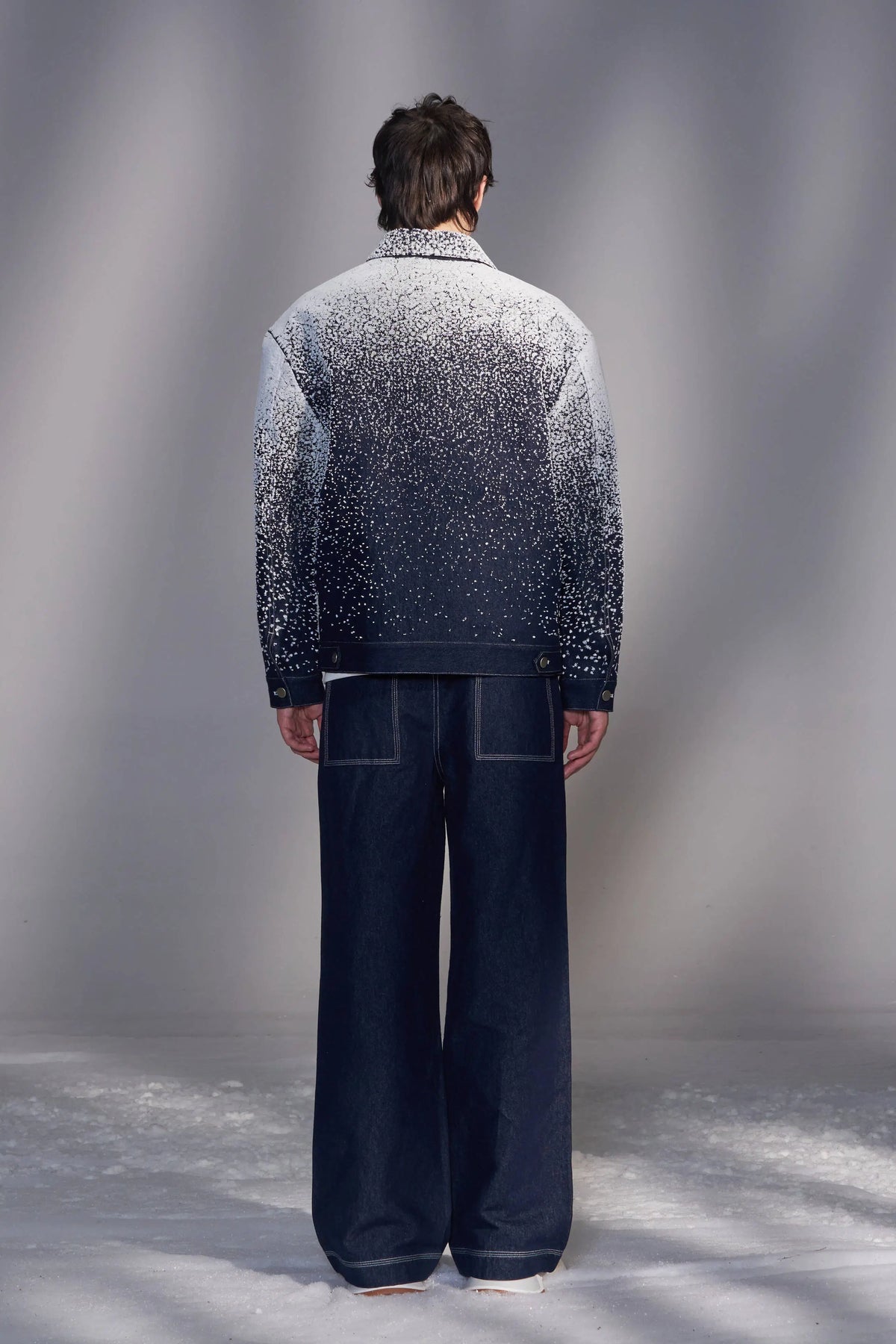 Snowflake-Embroidered Denim Jacket