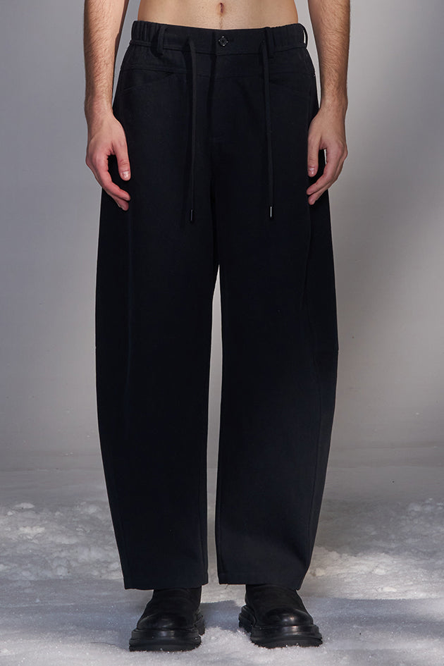 Balloon-Fit Cotton-Wool Twill Pants